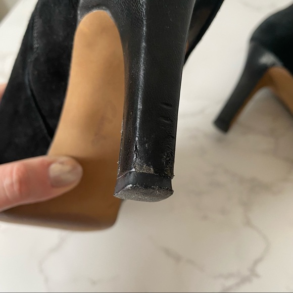 Clarks | Black Suede Heel Booties - Picture 10 of 12